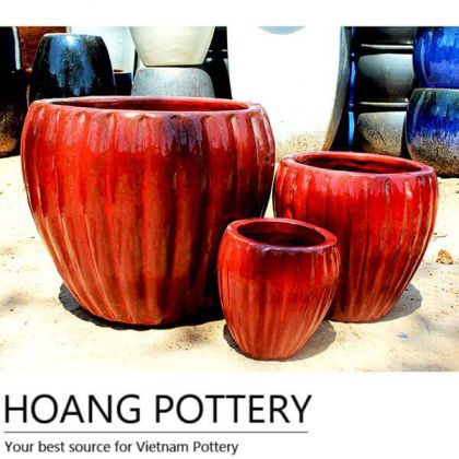 Round Red Ceramic Pots (HPAN042)