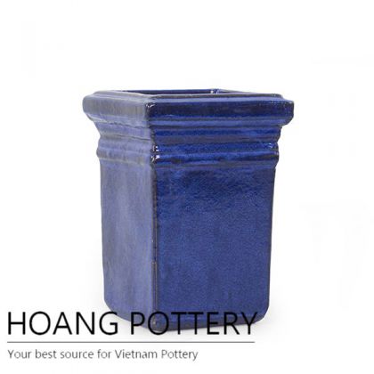 Square Brown Ceramic Glazed Flower Pots Outdoor (HPDB002)