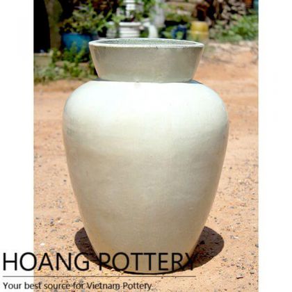 White Round Glazed Planter (HPAN002)