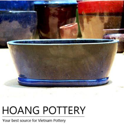 Oval Bronze Ceramic Glazed Pots (HPLO005)