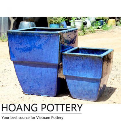 Square Royal Blue Ceramic Pots (HPAN064)