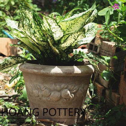 Antique Pattern Chocolate Terracotta Pots (HPTC081)