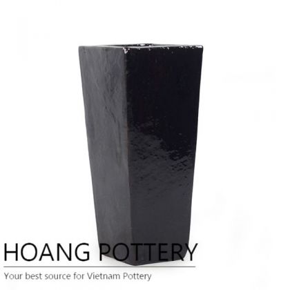 Black Ceramic Glazed Tall Garden Planters (HPTR037)