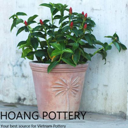 Pattern Red Terracotta Flower Pots (HPTC109)
