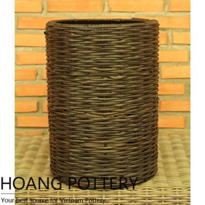 Tall Round Wicker Planter Pot (HPW040)