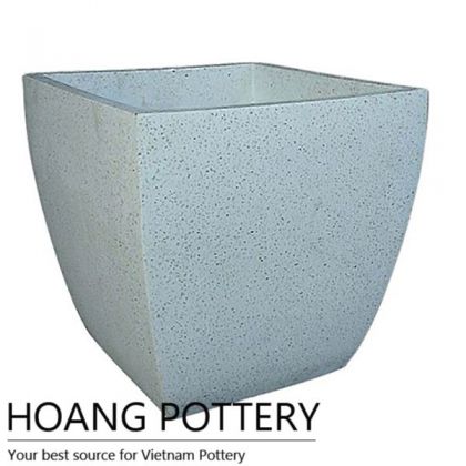 White Low Square terrazzo Cement Flower Pots (TAT036)