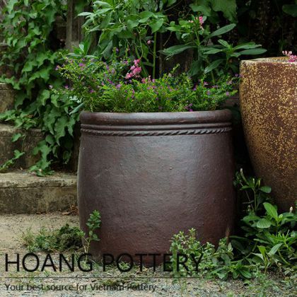 Antique Simple Design Black Clay Pot Outdoor (HPHP022)