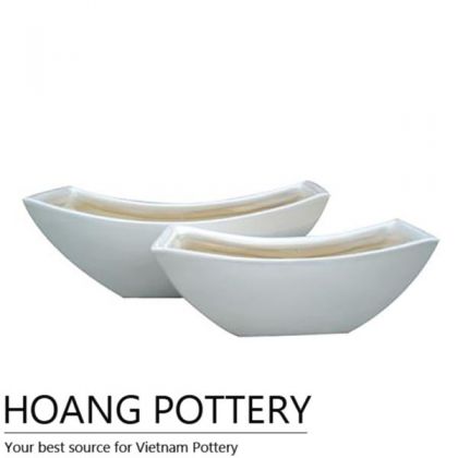 Bent Rim Glazed Ceramic Bonsai Planters (HPIP036)