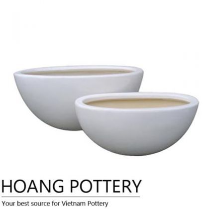 Bowl White Ceramic Bonsai Pots (HPIP032)
