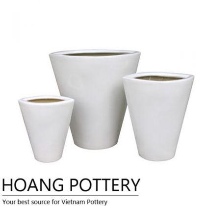 Contemporary White Ceramic Bonsai Planter (HPIP019)
