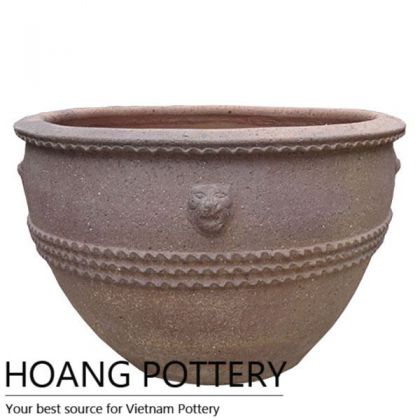 Pattern Round Sandblasted Pot Outdoor Decor (HPSB022)