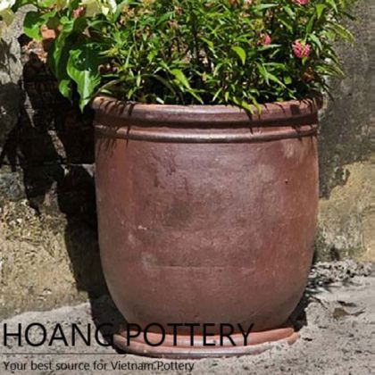 Quality Black Clay Flower Rim Pot (HPHP112)