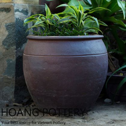 Quality Simple pattern Black Clay Pot (HPHP066)