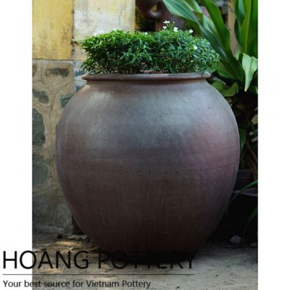 Round Black Clay Flower Pot (HPHP080)