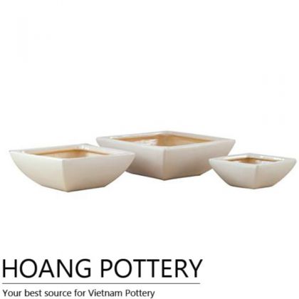 Square Low Glazed Ceramic Bonsai Pot (HPIP037)