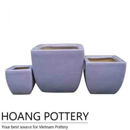 Square Purple Vietnam Ceramic Bonsai Planter (HPIP040)