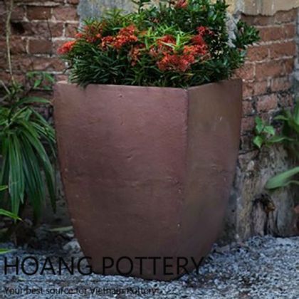 Square Shape Black Clay Planter Outdoor (HPHP099)