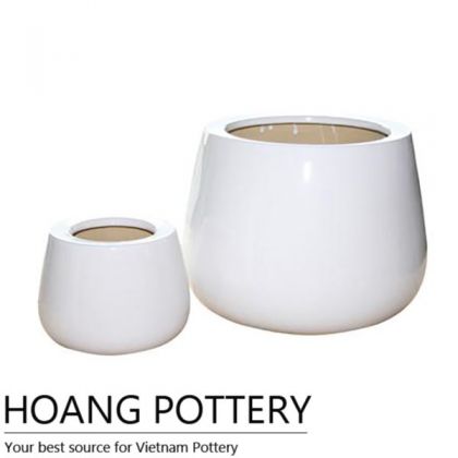 Squat White Ceramic Bonsai Pot (HPIP013)