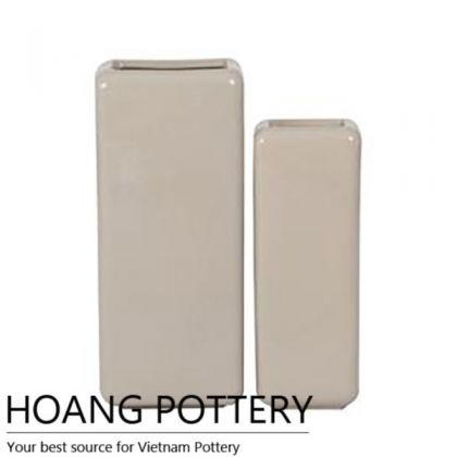 Tall Cream Vietnam cheap Ceramic Planter Indoor (HPIP046)