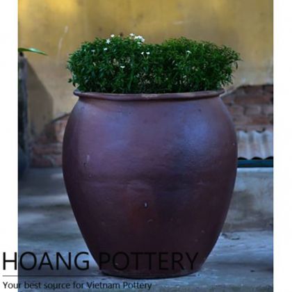 Tall Round Black Clay Flower pot (HPHP077)