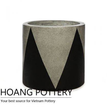 Cylinder Cement Painting Pots - Crown Pattern