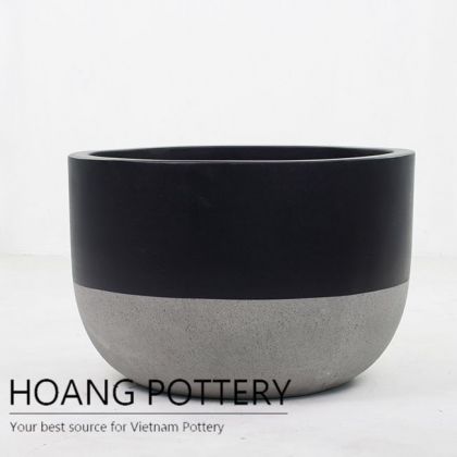 Short Round Cement Painting Pots - Half Dip Pattern