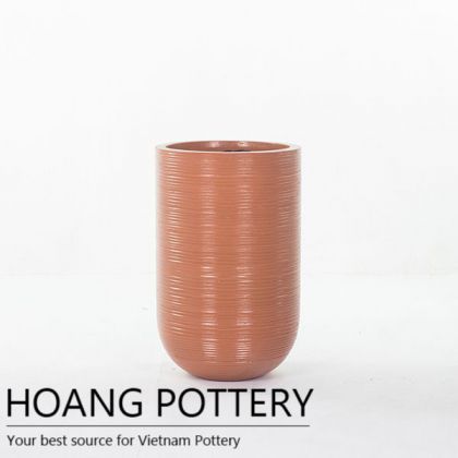Stripes pattern Tall Round Light Cement Pots HPLC209