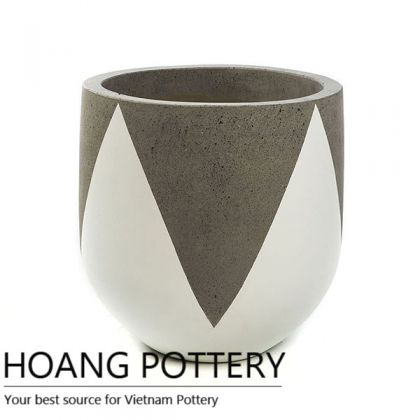 Tall Round Cement painting pots - Crown Pattern