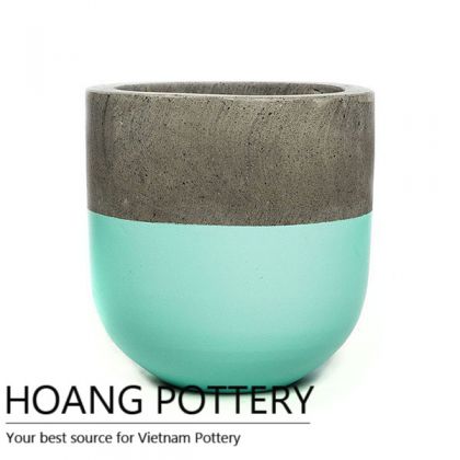 Tall Round Cement painting pots - Half Dip Pattern