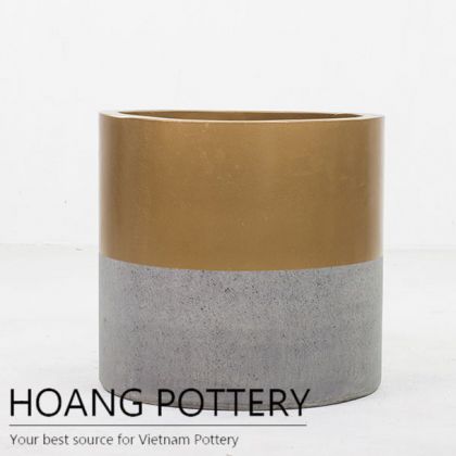 Cylinder Cement Painting Pots - Half Dip Pattern