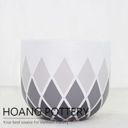 Tall Round Cement Painting Pots - Diamond Pattern