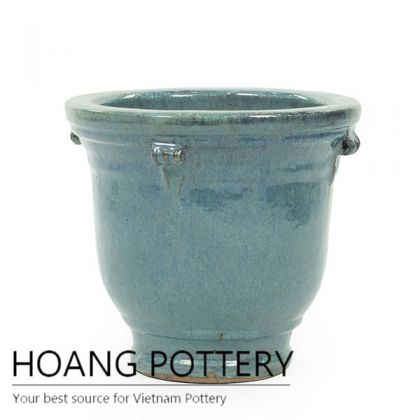 Aqua blue ceramic cup design pot