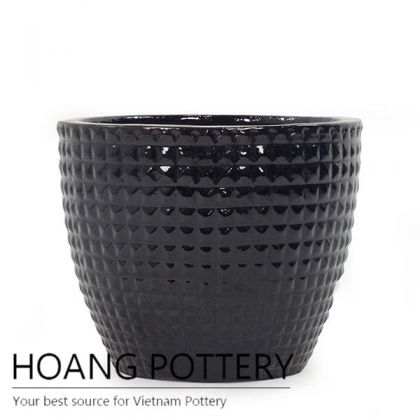 Black round ceramic for garden lanscape