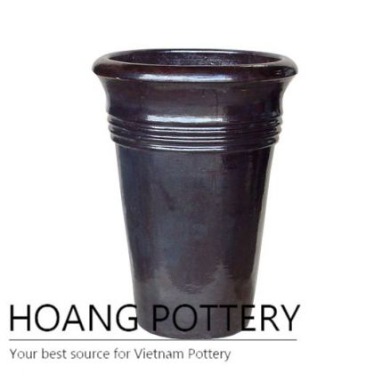 Brown ceramic thread flower pot