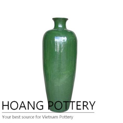 Glass green tall vase ceramic