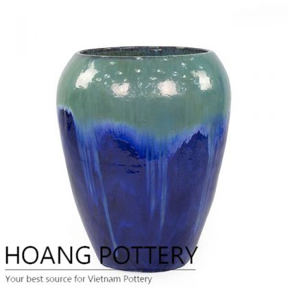 Green Blue ceramic vase for planter