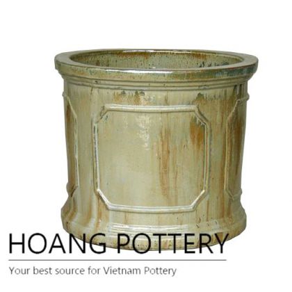 Honey low round ceramic planter pot