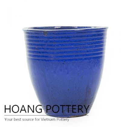 New blue ceramic flower pot