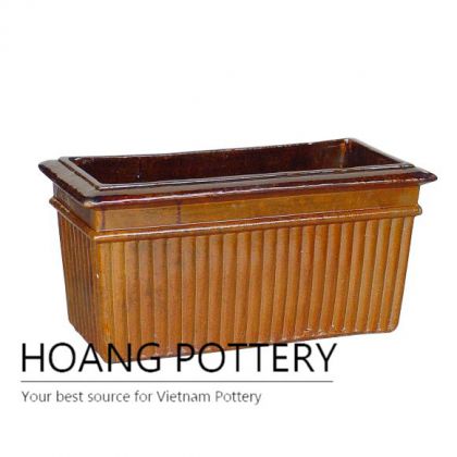 Rectangular brown line outdoor ceramic pot