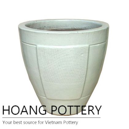 Round white ceramic planter pot