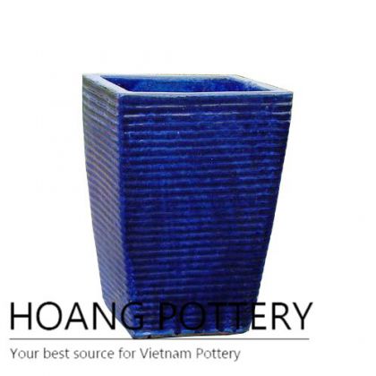 Small blue thread ceramic planter