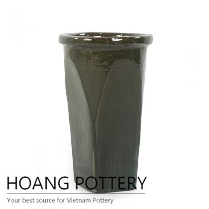 Tall round garden ceramic pot