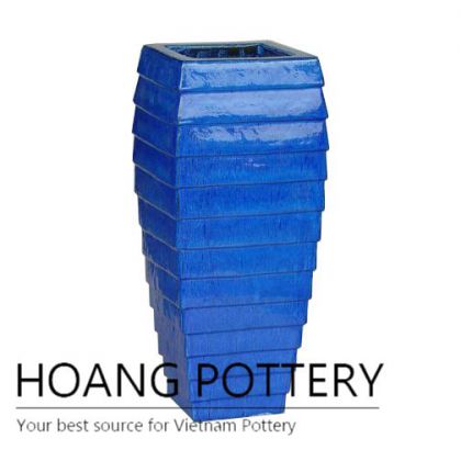Tall round step pattern ceramic pot
