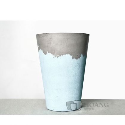 Blue and grey cement pots