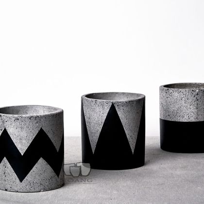 Small Size Hand Painting Cement Cylinder Pots